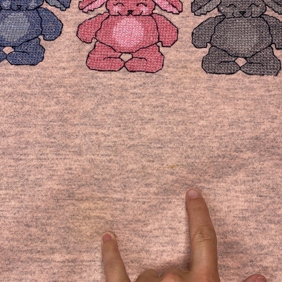 Vintage Size Appeal One More Gray Hare Bunny Pink Raglan Sweatshirt 1X - Picture 7 of 7